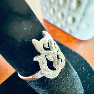 Handmade Sterling Silver (925) Cat Design ladies ring , Size 6